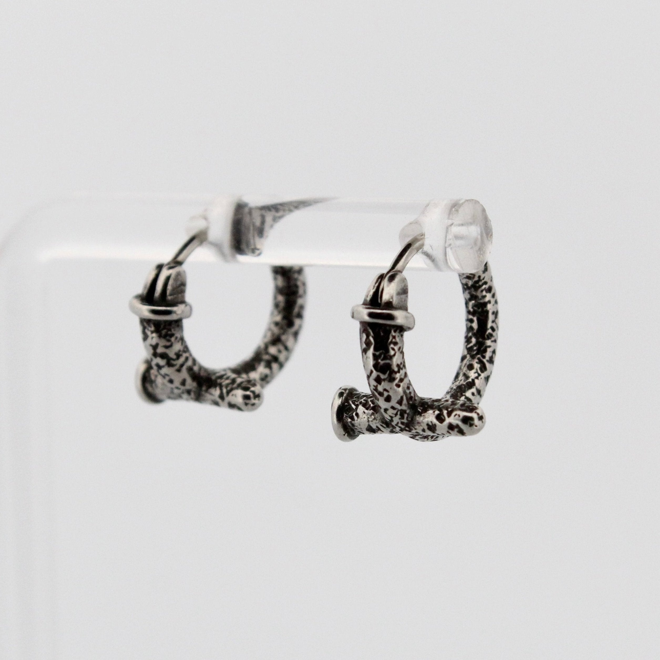 HAMMERED CROSS HOOP EARRINGS